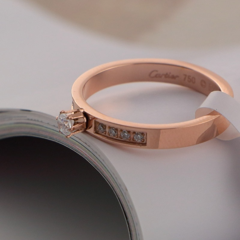 CAR40 Luxury diamond ring Carter classic diamond ring 316L plated with rose gold jewelry