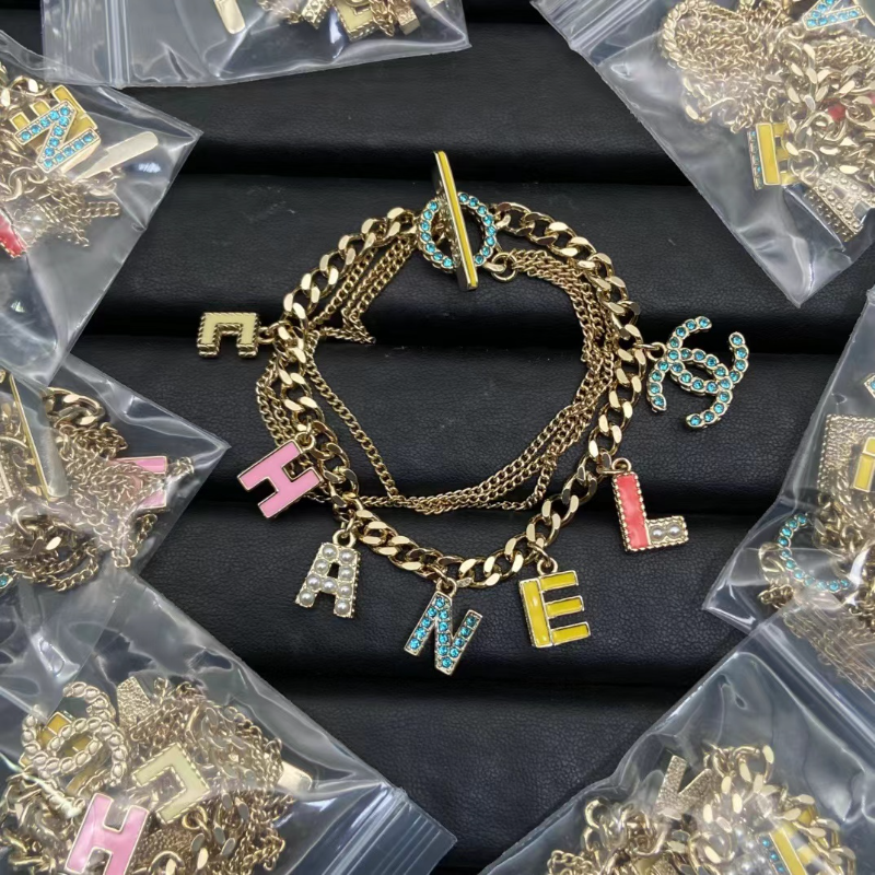 CHE80 Women's colored enamel letter earrings jewelry necklace bracelet