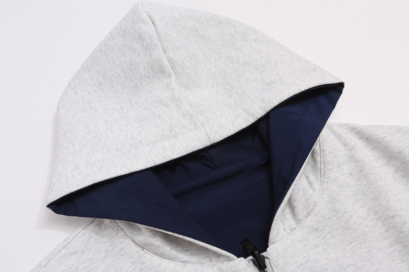 BAC105 New men's and women's autumn and winter double-sided hooded jackets, knitted hoodies, flower gray front and back assault jackets, windproof jackets, clothing