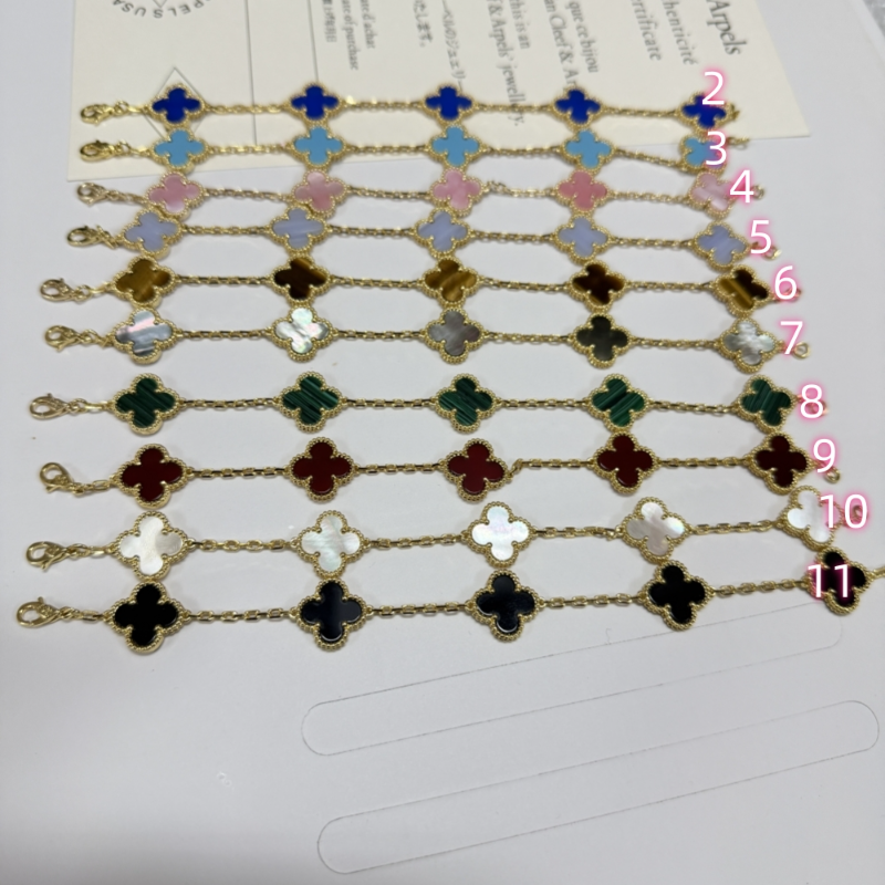 VAB38 High quality natural shell bracelet Clover jewelry and gold plated about 19cm