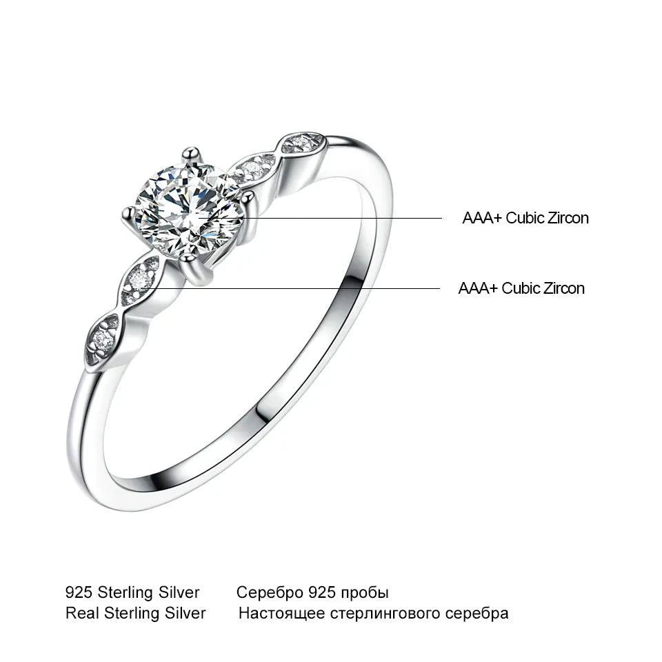 UMCHO Silver 925 Jewelry Luxury Bridal Cubic Zirconia Rings for Women Solitaire Engagement Wedding Band Party Gift Jewelry New