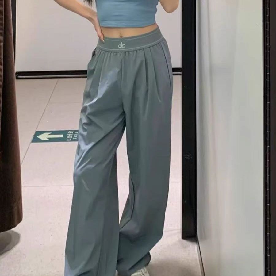 PALP11 Casual Sporty Sweet Style New Arrival Woven Belt Loose Slimming Wide-Leg Lightweight High-Waisted Magic Pants clothes