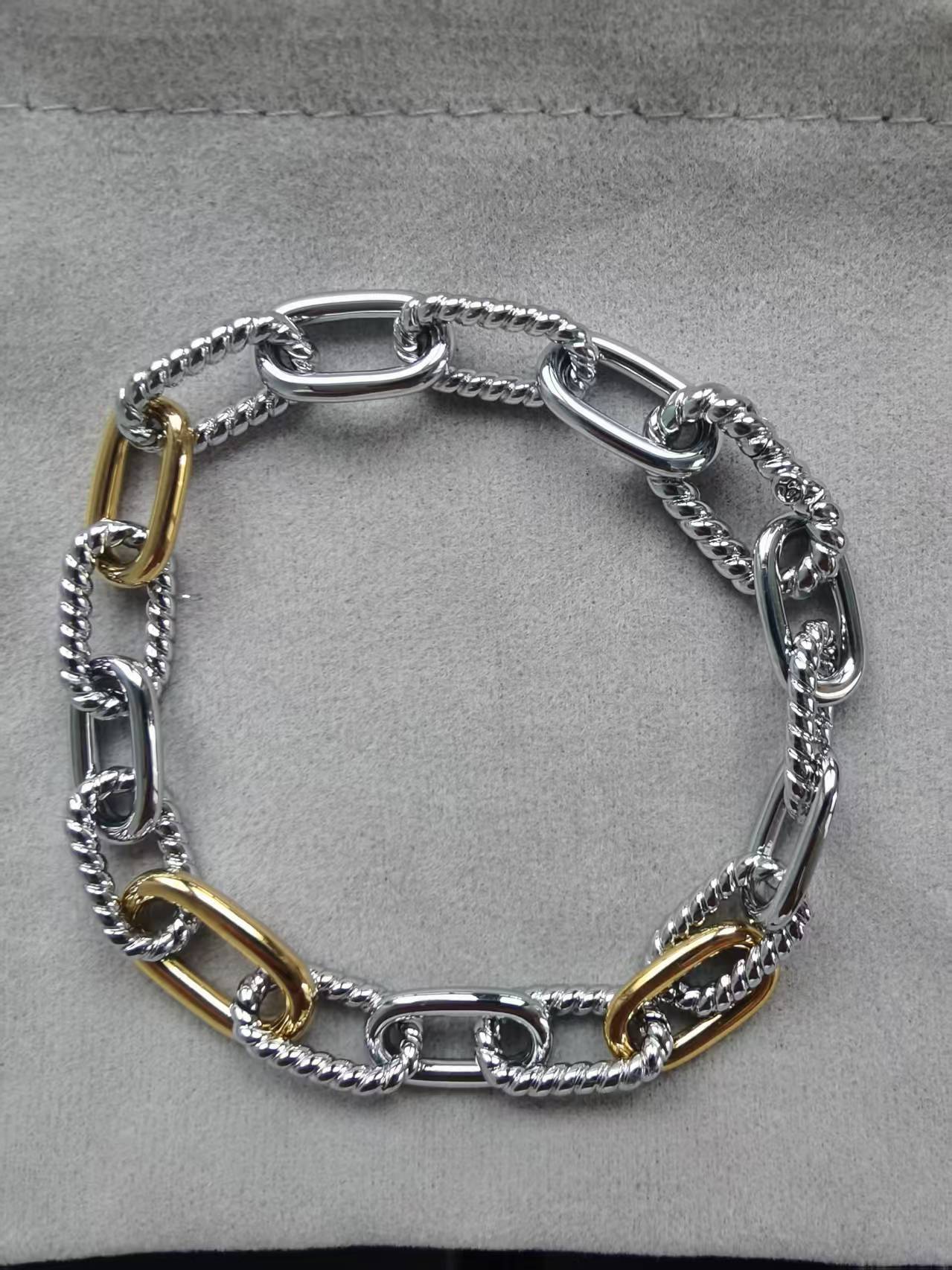DY DB82 color blocked chain bracelet, popular twisted wire copper gold-plated bracelet jewelry