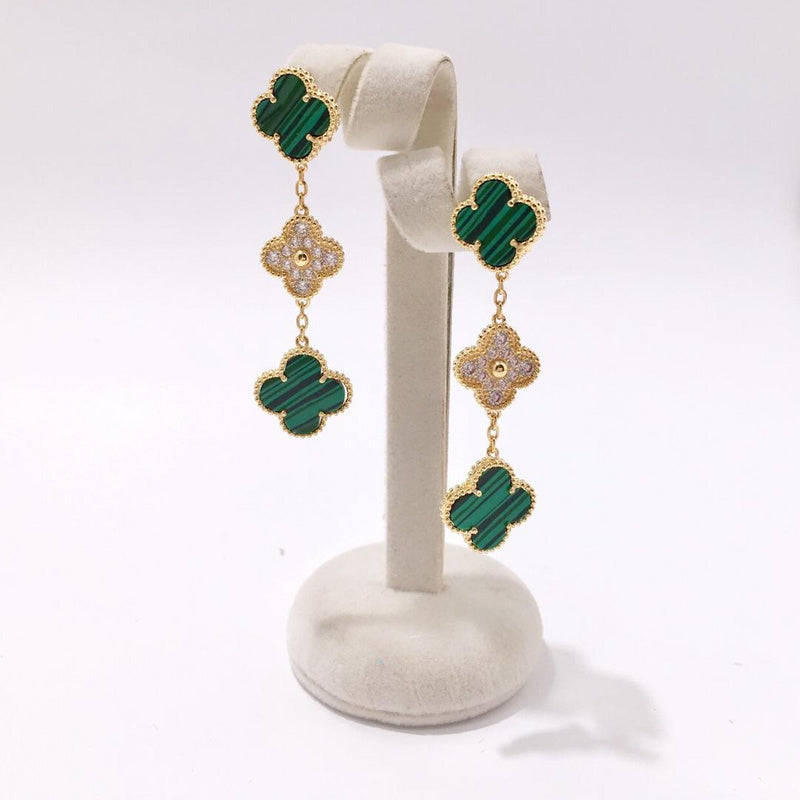 VAE11 Four leaf grass gilded Earrings Jewelry