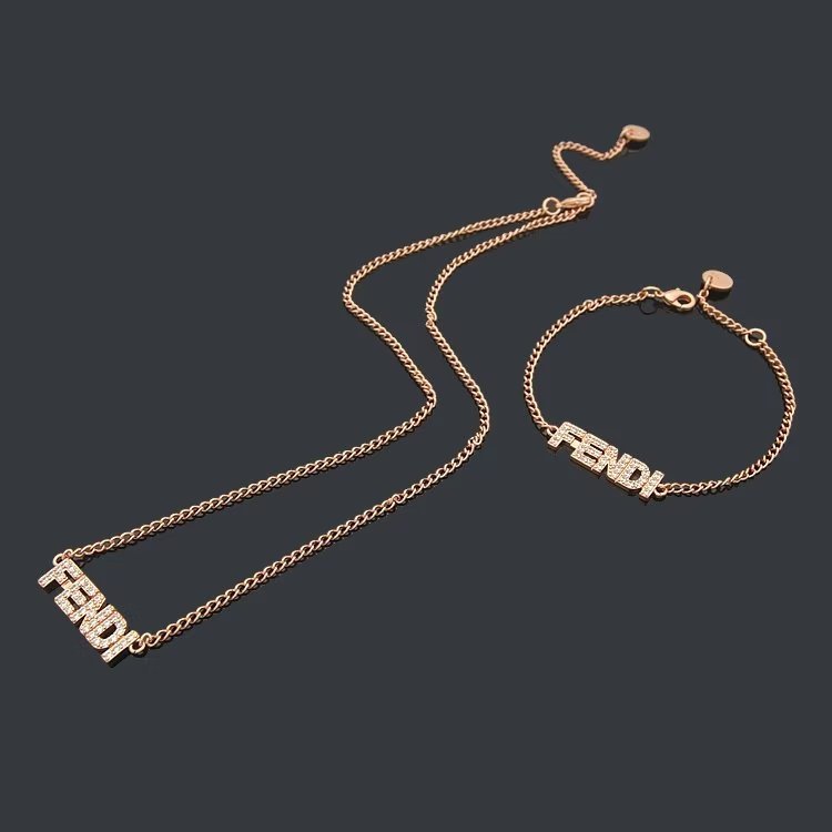 FN03 Letter Full Diamond Necklace Jewelry