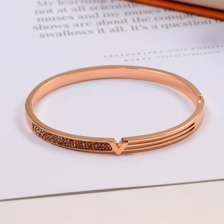 LVB34 316L steel and crystal with 18K gold plated Jewelry