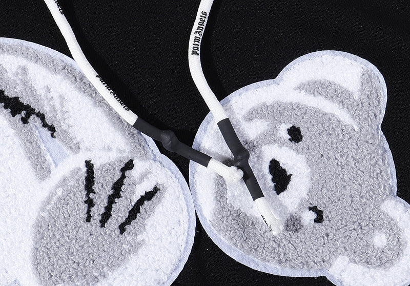 MYC2 Men's and women's palm angel grey towel embroidered broken head teddy bear hooded sweater