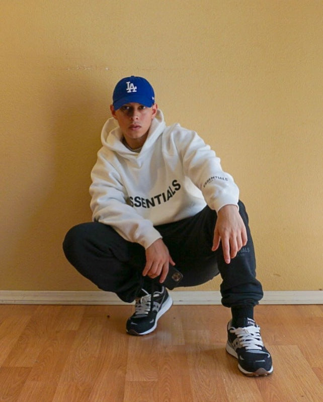 ESC5 Three-dimensional laminated letter LOGO pure cotton terry hooded sweatshirt