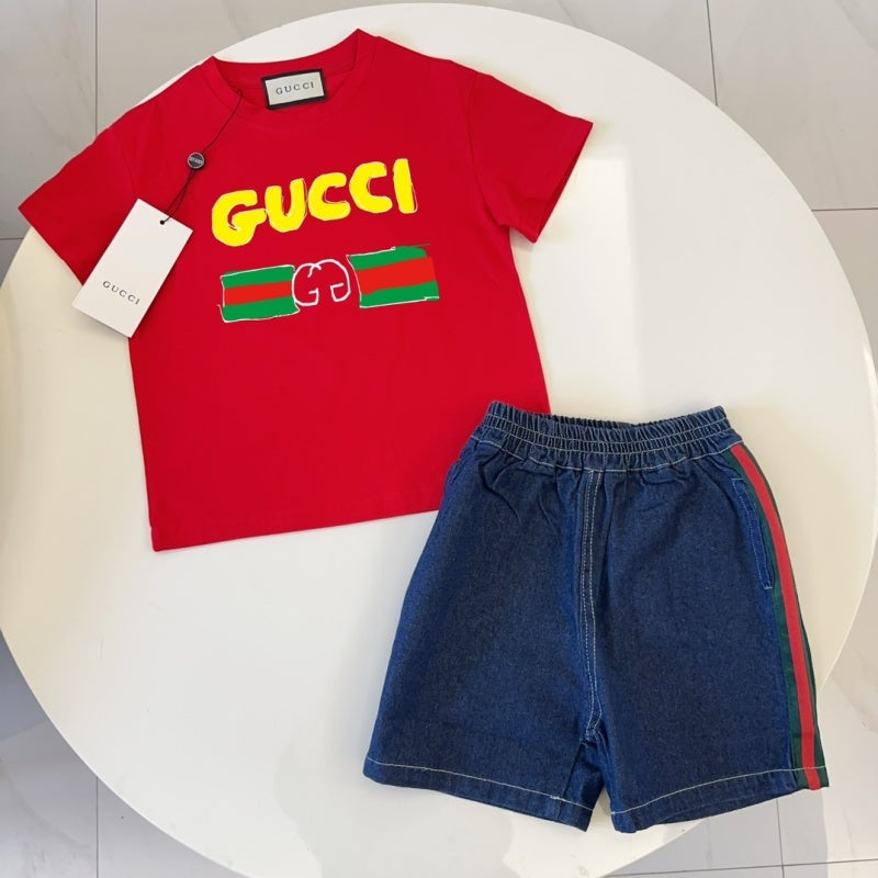 TGUC04 Boys and girls' pure cotton summer short sleeved top T-shirt Clothing