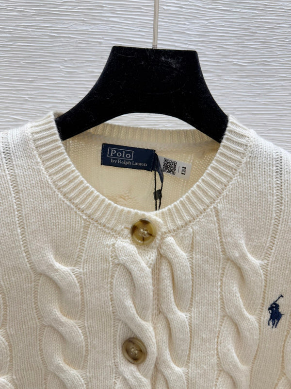 POC3 Women's collar pure cotton knitted cardigan long sleeved clothes