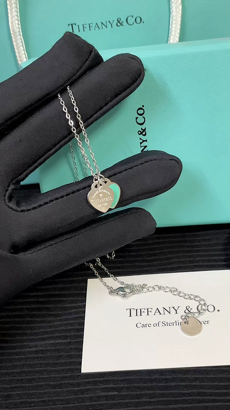 X602 Women's heart-shaped double pendant necklace jewelry