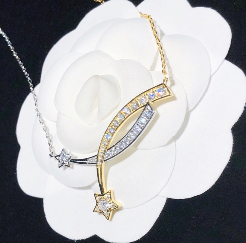 CHN37 Fashion high quality women's meteor two-tone cross necklace Jewelry