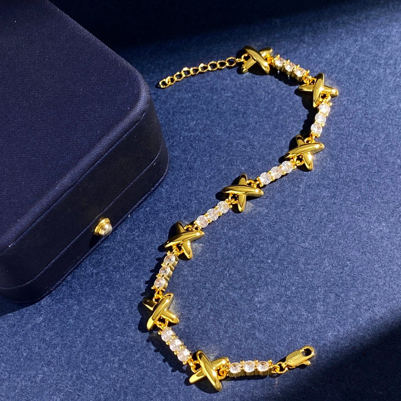 TB79 New Bracelet Brass Material Gold Plated Jewelry 18.5cm+3cm Jewelry