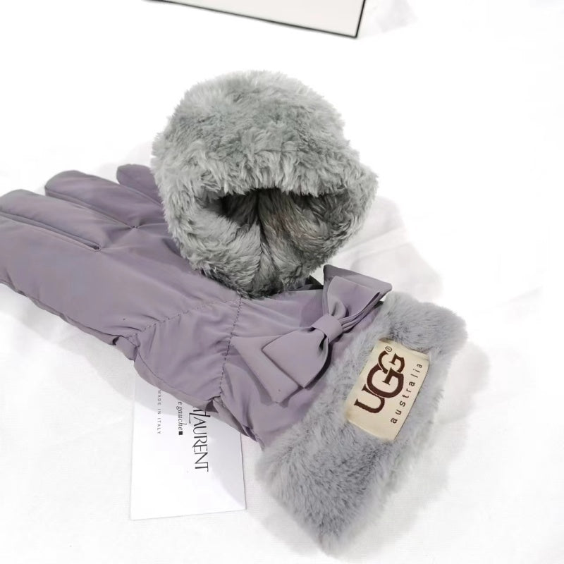 PUGG1 Women's new warm bow gloves