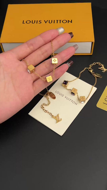 X650 Titanium steel dice dice necklace and bracelet set jewelry