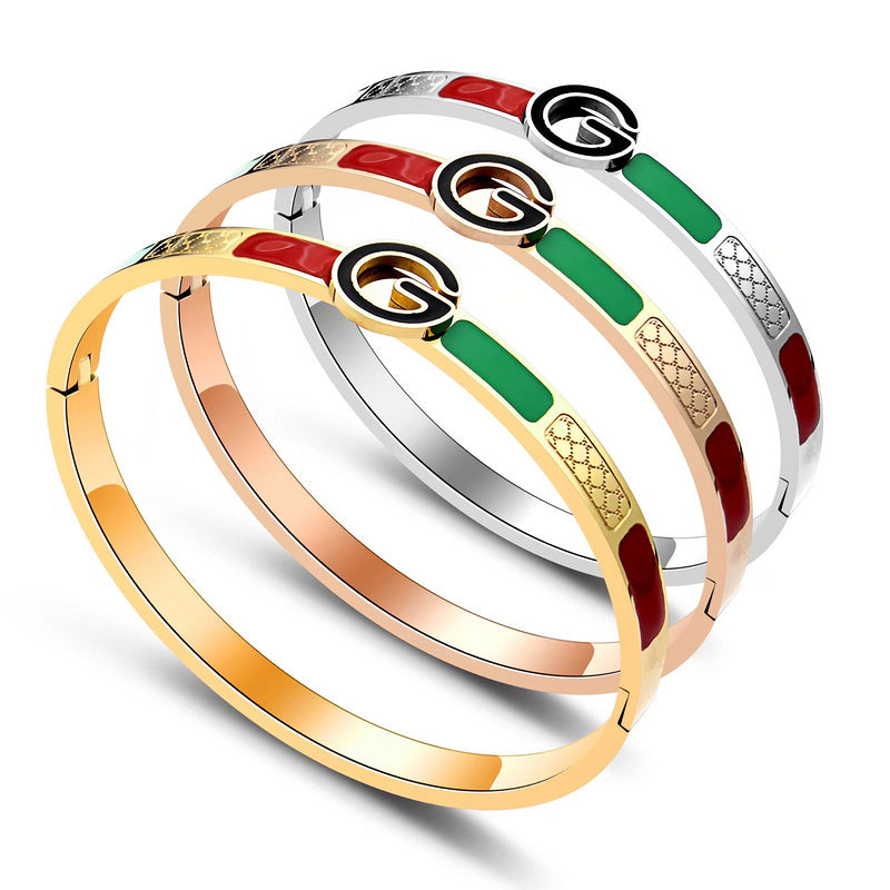 GB09 Red and green oil dripping plaid bracelet jewelry