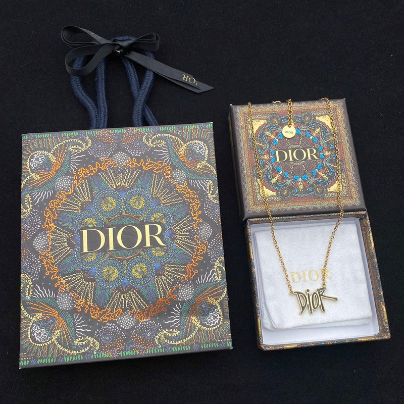 DIN28 Black Enamel Letter Necklace