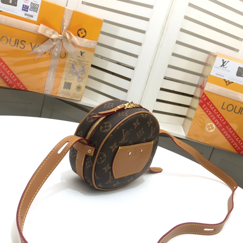 GLP201 Classic Women's Shoulder Bag Round Leather Crossbody Bag 18x16x6x5CM