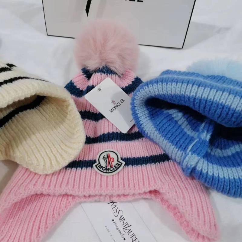 PMOH5 Children's ear protection striped knitted hat
