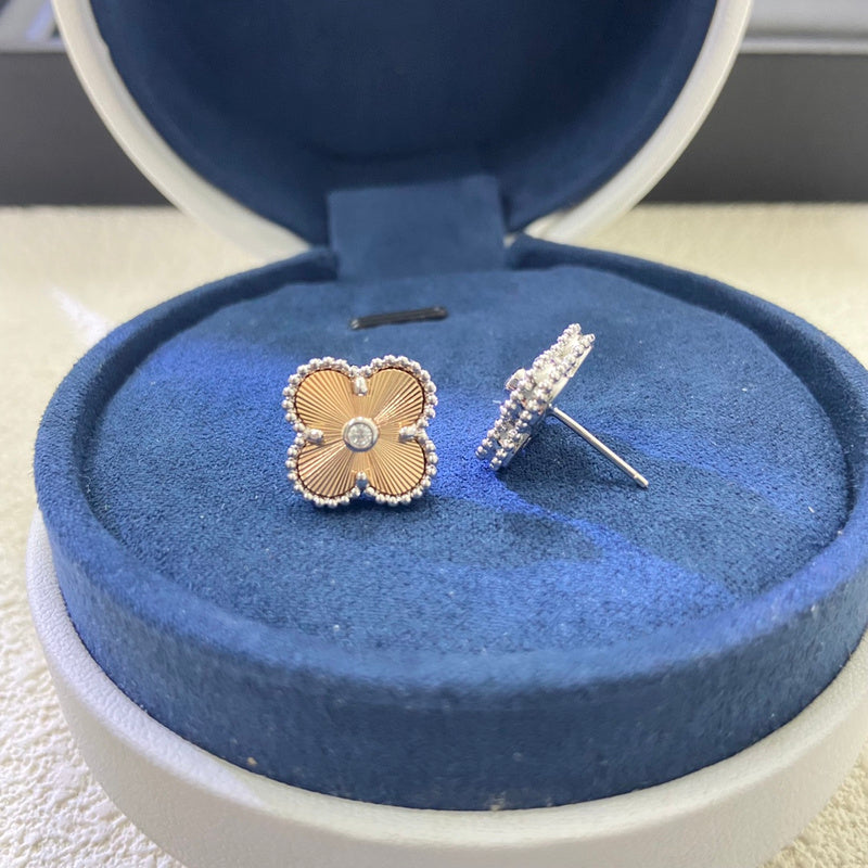 AVSE2 Medium size four-leaf clover earrings with diamond laser color separation jewelry