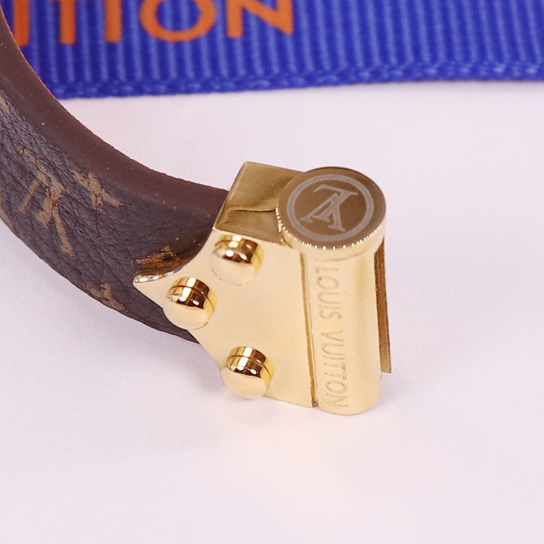 LVB46 Leather Bracelet 316L steel plating gold Bangle Jewelry