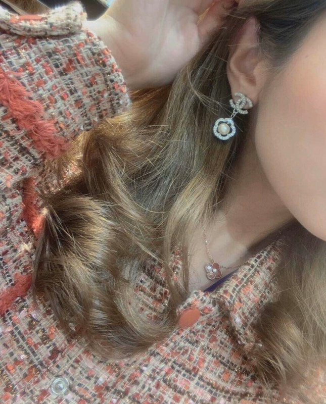 CHE123 Women's crystal inlaid flower earrings Jewelry