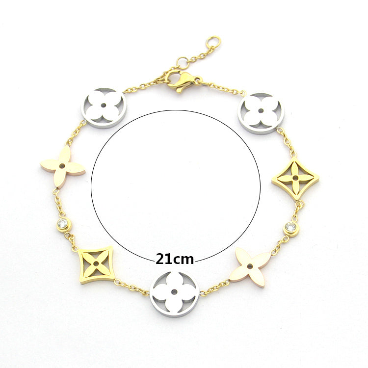 LVB87 316L steell gold plated bracelet flower shell bracelet Jewelry