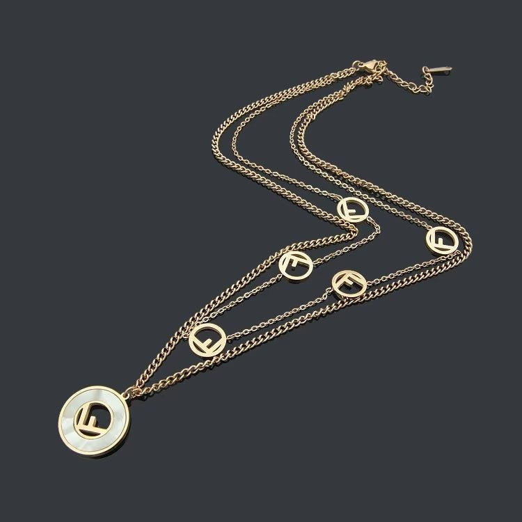 FN02 Round shell pendant double layer necklace jewelry