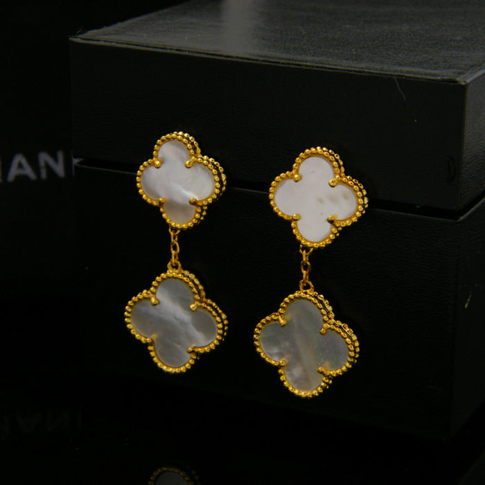 VAE3 Four leaf grass gilded Earrings Jewelry