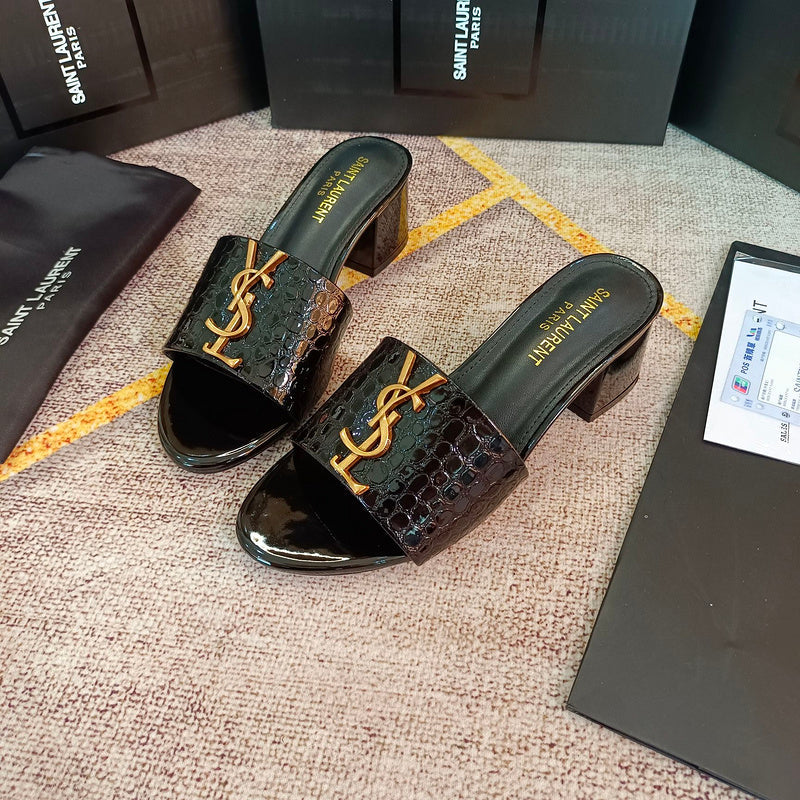 MJYS4 Leather 6.0CM Slippers Size 35-42 Shoes with Box