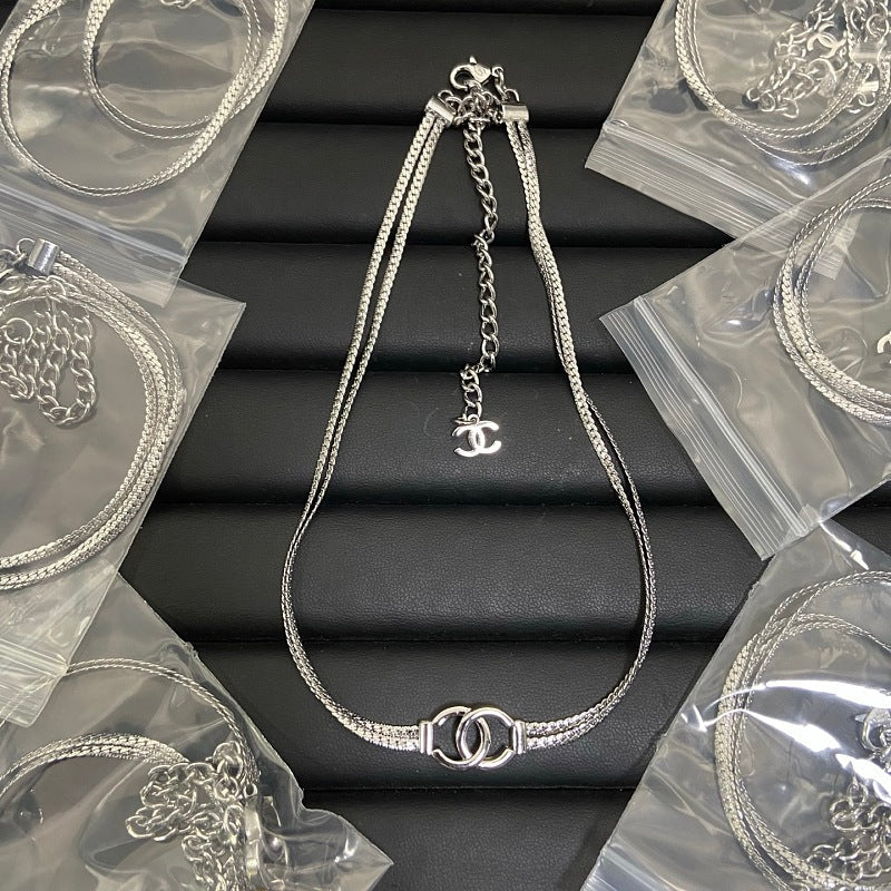 CHN122 Women's snake bone double-layer double C necklace jewelry