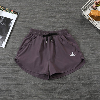 zalo019  Women's summer shorts season anti glare double-layer casual outerwear yoga fitness pants