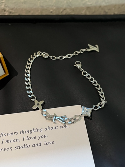 X713  Men's and women's titanium steel necklace and bracelet set jewelry