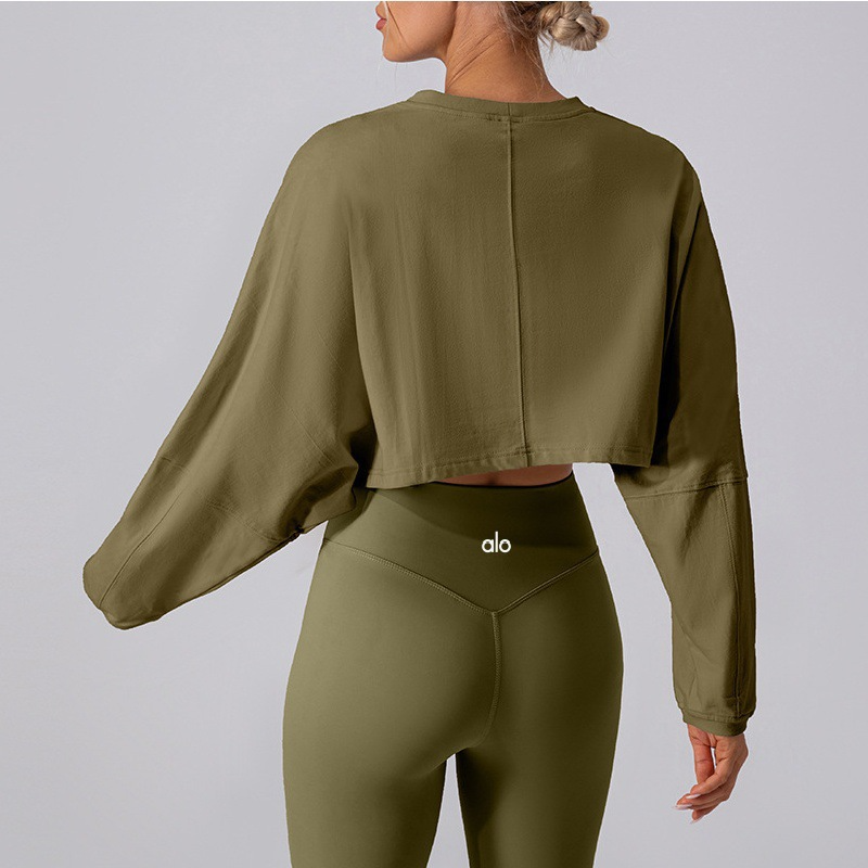 PALC25 Women’s sports sweatshirt, drop‑shoulder sleeves, loose long‑sleeve top clother