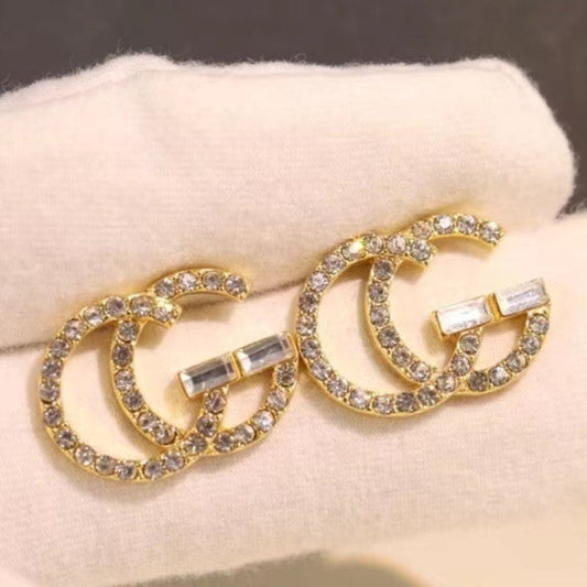 GE104  classic logo earrings with diamonds, simple and versatile