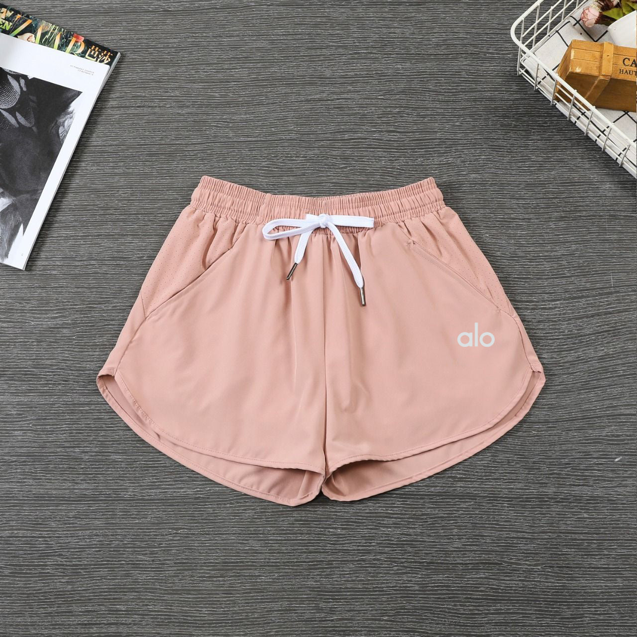 zalo019  Women's summer shorts season anti glare double-layer casual outerwear yoga fitness pants