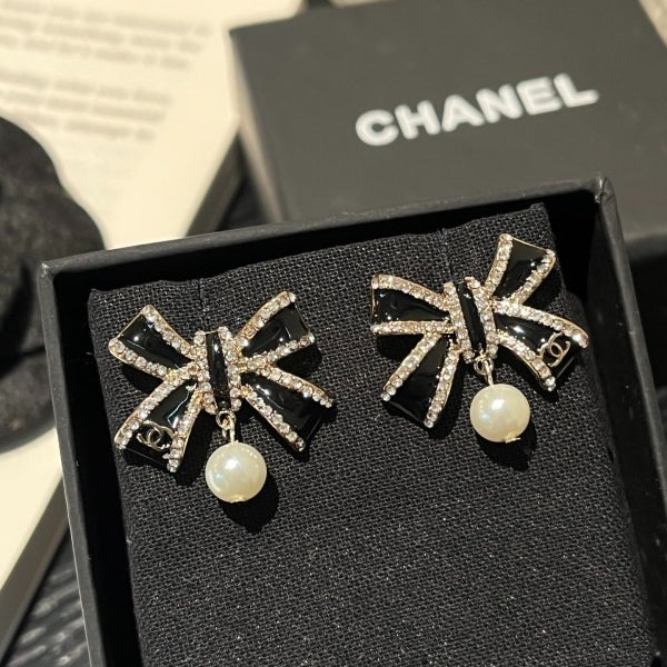 A1212  Women's Butterfly Knot Pearl Earrings Jewelry