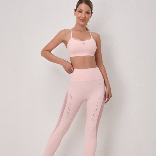 zalo5111  Women's sports bra with thin shoulder straps, yoga bra set, high waisted yoga pants clothing