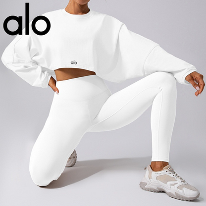 PALC25 Women’s sports sweatshirt, drop‑shoulder sleeves, loose long‑sleeve top clother