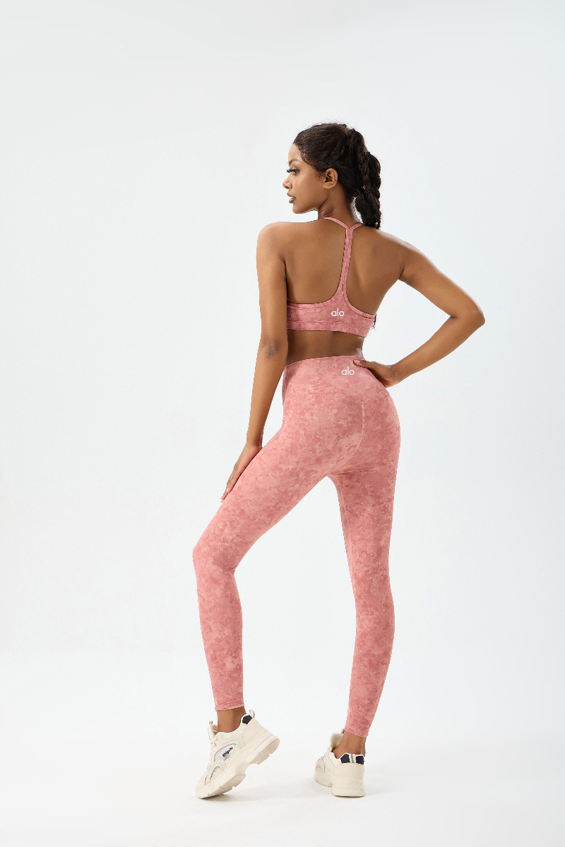 zalo5106   Women's Beautiful Back Top Bare Sensation Speed Drying Training Camouflage Pattern Yoga Clothing Set