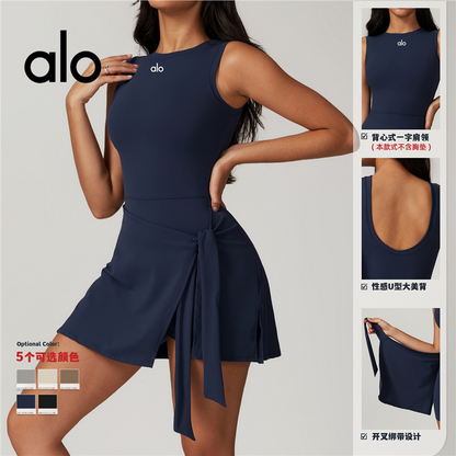 PALC26   Women's summer one-piece yoga suit, professional sports and fitness suit, tennis skirt dress, Pilates clothing