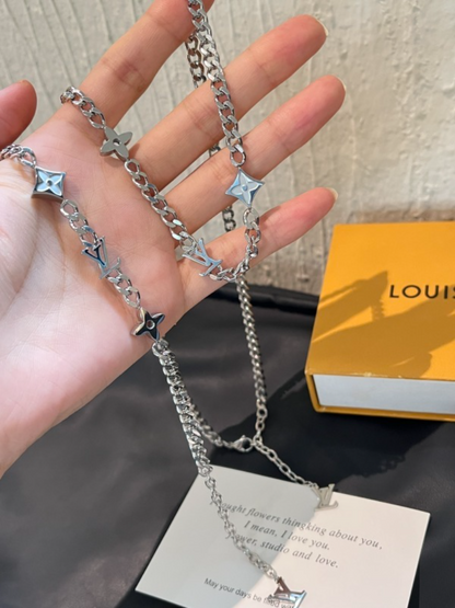 X713  Men's and women's titanium steel necklace and bracelet set jewelry