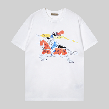 BUC037 New Year of the Horse Men's and Women's Summer Pure Cotton Top T-shirt Clothing