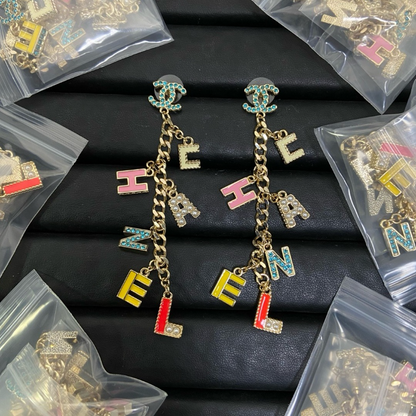 CHE80  Women's colored enamel letter earrings jewelry necklace bracelet