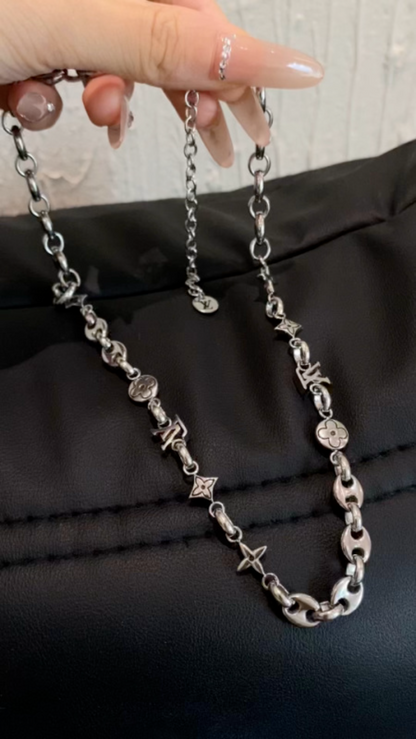 X716   Men's and women's titanium steel bracelet and necklace set jewelry