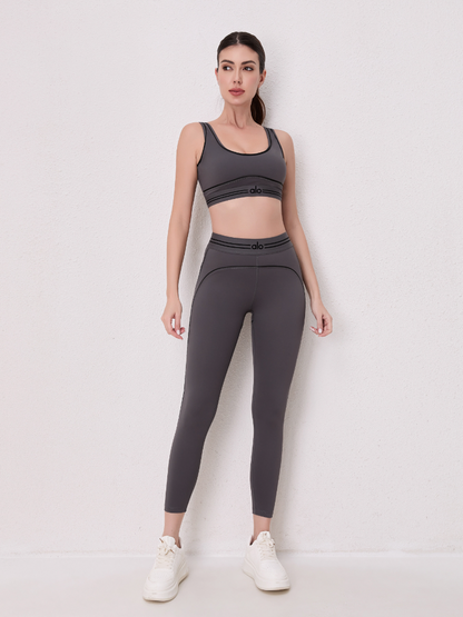 alo5110 High Waist Butt Lifting Yoga Set with Seamless Leggings and Sports Bra for Women Workout Gym Fitness