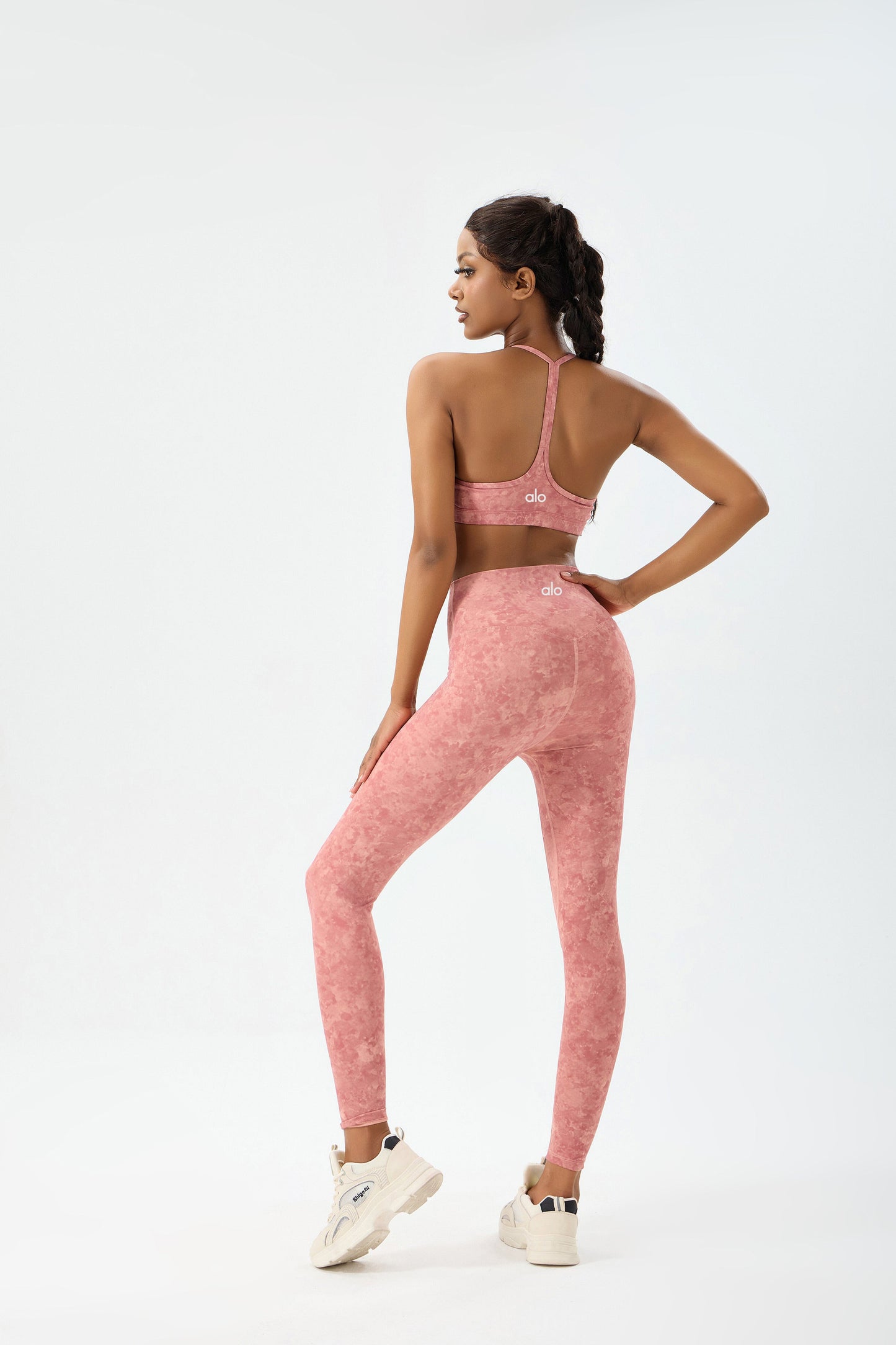 zalo5106   Women's Beautiful Back Top Bare Sensation Speed Drying Training Camouflage Pattern Yoga Clothing Set