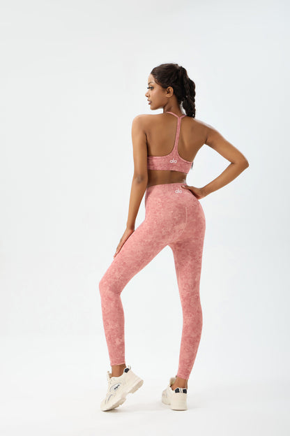 zalo5106   Women's Beautiful Back Top Bare Sensation Speed Drying Training Camouflage Pattern Yoga Clothing Set