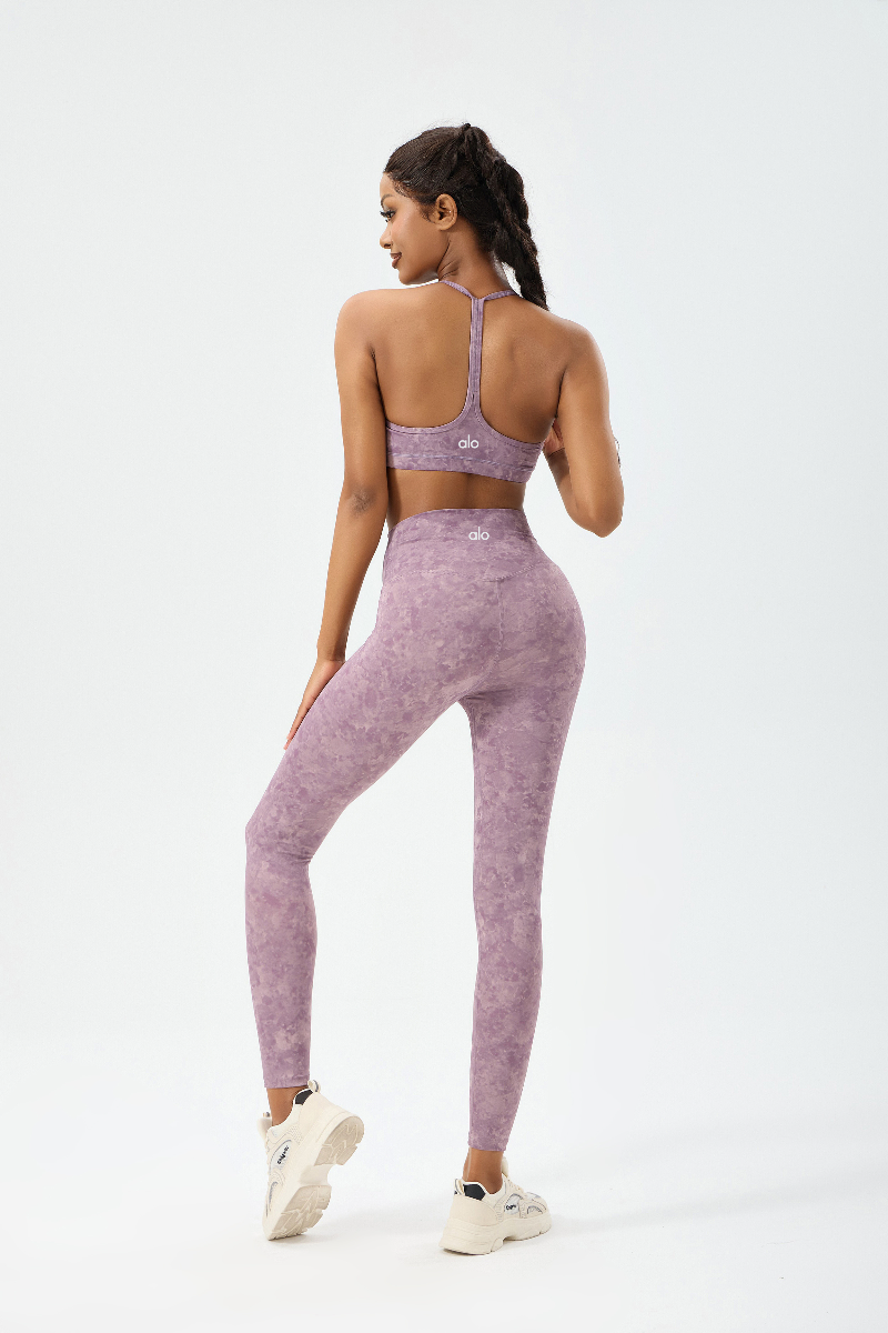 zalo5106   Women's Beautiful Back Top Bare Sensation Speed Drying Training Camouflage Pattern Yoga Clothing Set