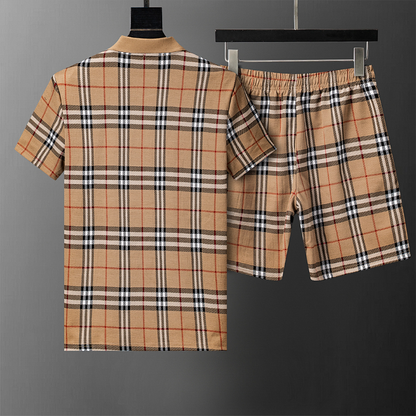 BUC032 New men's short sleeved polo top+shorts clothing